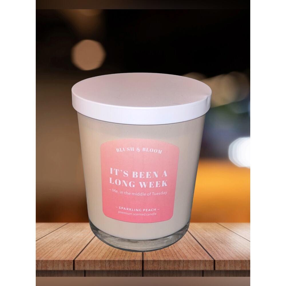 NEW! Le Chandelle Blush & Bloom Sparkling Peach Jar Candle 15oz